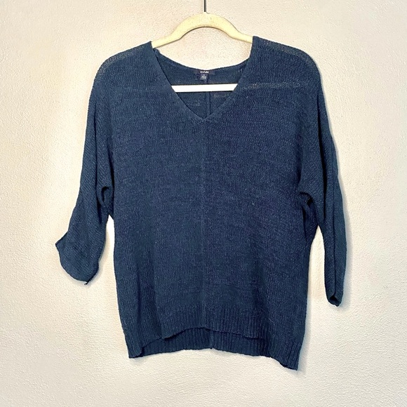 Kiabi Knit Sweater Size Small Navy Blue Three Quarter Sleeves V-Neck - Picture 1 of 9